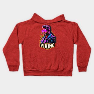 Viking logo style design with cool dude wearing shades and arrows sticking out of him Kids Hoodie